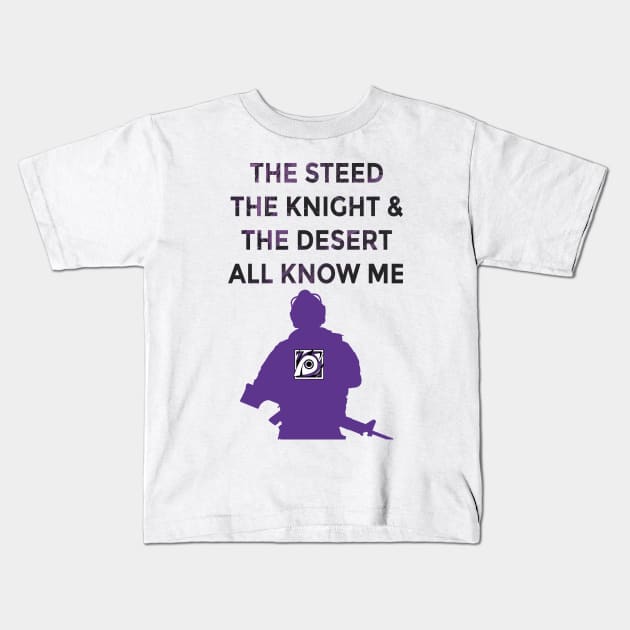 The Knight, The Steed, & The Desert All Know Me Kids T-Shirt by cleverlynot